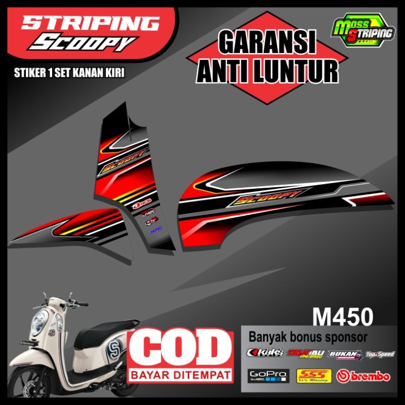 Scoopy Fi 2013 2014 2015 Striping สติกเกอร์รหัส M450 - สติ๊กเกอร์ Striping List Variation Honda Scoo