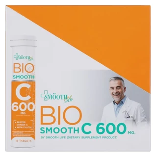 Smooth Bio เม็ดอม วิตามินซี Vit C 600 mg. เสริมสร้างภูมิคุ้มกัน พกพาง่าย บรรจุ 15 ชิ้น (1 เม็ด = ส้ม 25 ผล)
