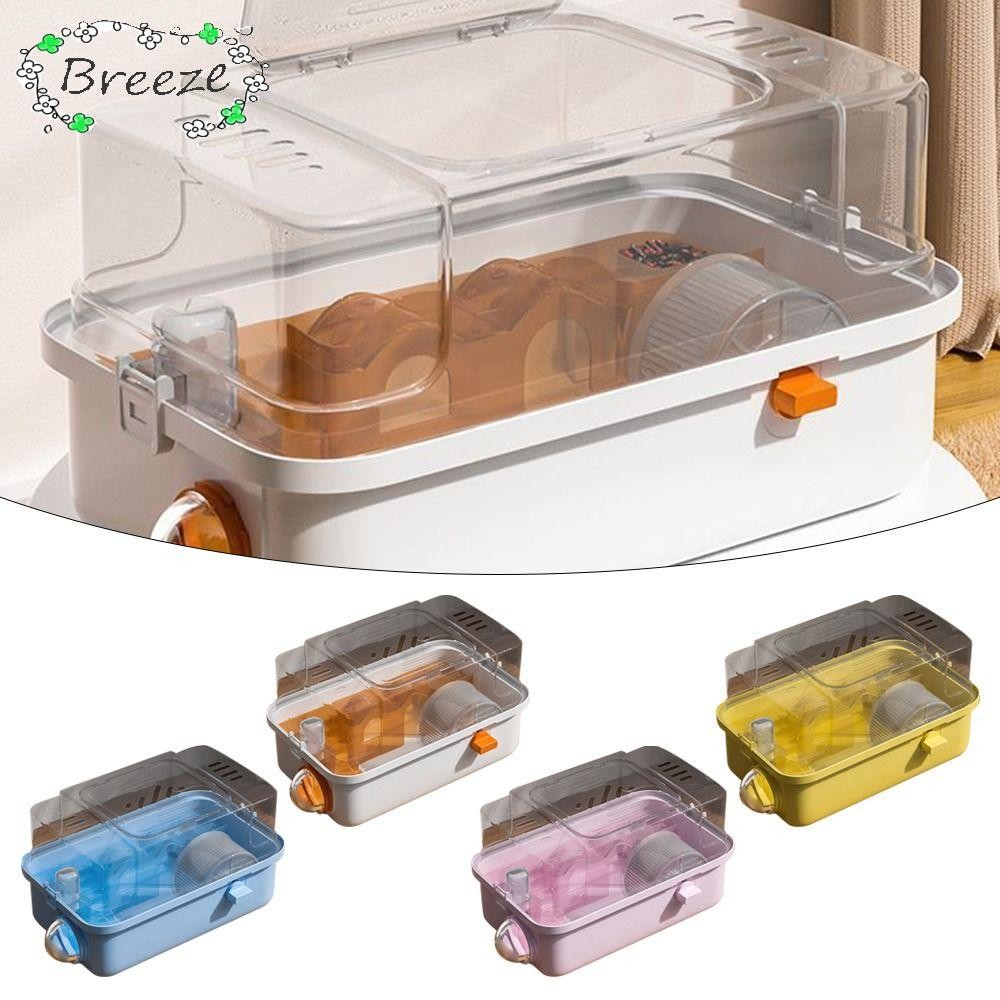 Breeze กรงหิ้วสัตว์เล็ก ระบายอากาศได้ดี กรงหนูแฮมสเตอร์ที่ทนทาน บ้านสัตว์เลี้ยงสองชั้นอวกาศขนาดใหญ่