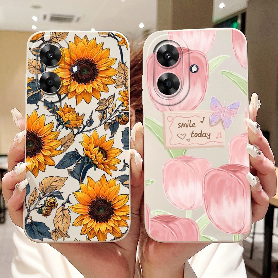 สําหรับrealmeหมายเหตุ60 60Xที่สวยงามดอกทิวลิปดอกทานตะวันผีเสื้อปลอกRealme Note60 Note60Xซิลิโคนอ่อนนุ่มเยลลี่เคสโทรศัพท์