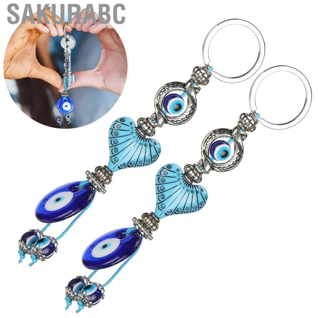 Sakurabc Keychain Blue Eye Keychain Heartshaped Beads Keyring Kewelry