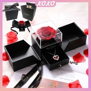 Eternal Rose Gift Box Kotak Perhiasan Kado Kalung Cincin Lamaran Mawar /Gift Box Mawar Visual Experience/kotak Penyimpanan Perhiasan Yang Universal Untuk Kalung Box Valentine
