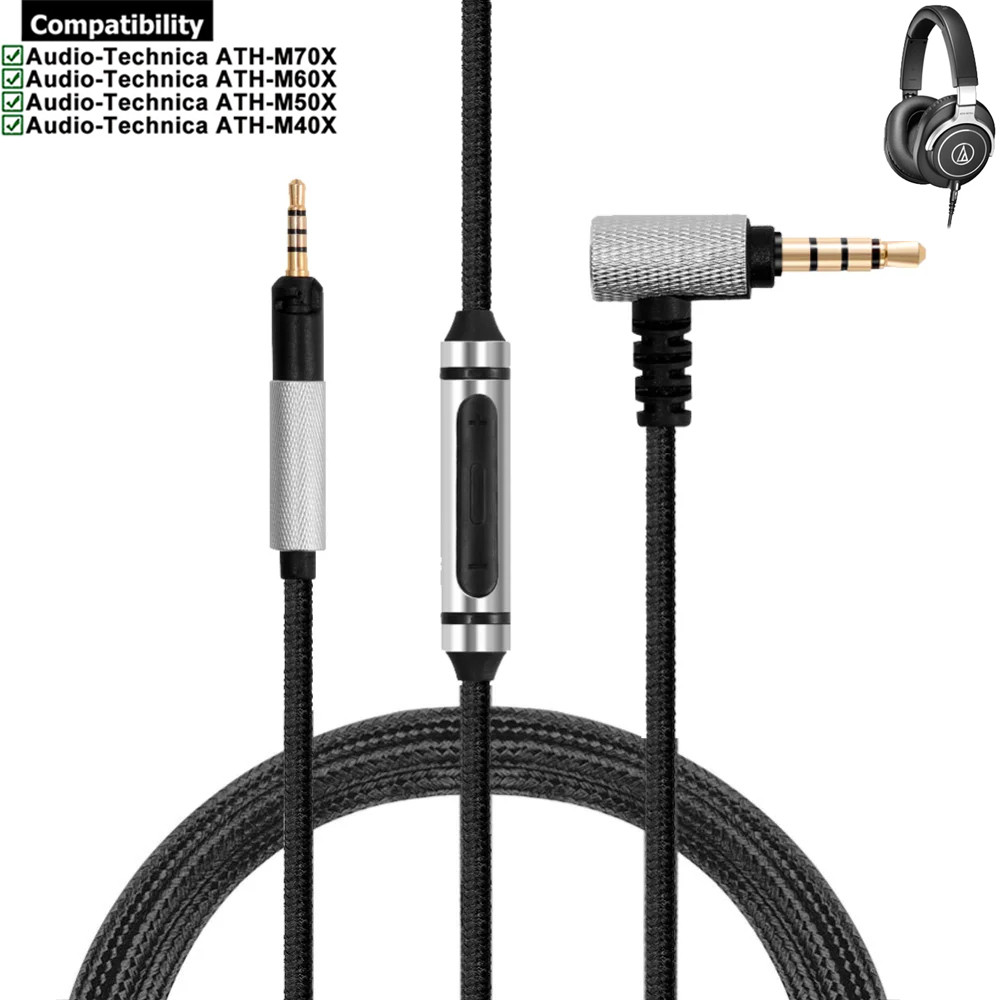 Ofc เปลี่ยนสายถักไนลอนสายไฟสําหรับ Audio Technica ATH-M70X ATH-M60X ATH-M50X ATH-M40X หูฟัง
