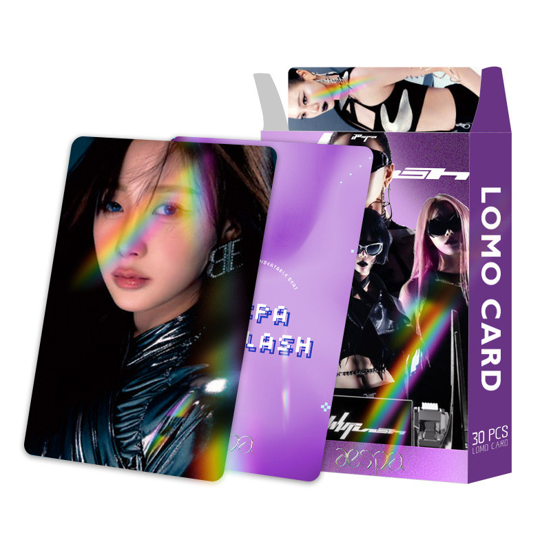 30 ชิ้น/กล่อง AESPA Whiplash Holographic Photocards HOT MESS อัลบั้มเลเซอร์โฮโลแกรมการ์ด Lomo KARINA NING WINTER GISELLE SOLO Kpop โปสการ์ดสินค้าราคาถูก CX