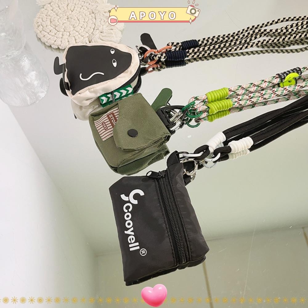 Apoyo กระเป๋าสตางค์ใบเล็ก, กระเป๋าใส่เหรียญไนลอนลายการ์ตูน, กระเป๋าใส่เงินเชือกเส้นเล็กป้องกันการสูญหายตลกเด็กผู้หญิง