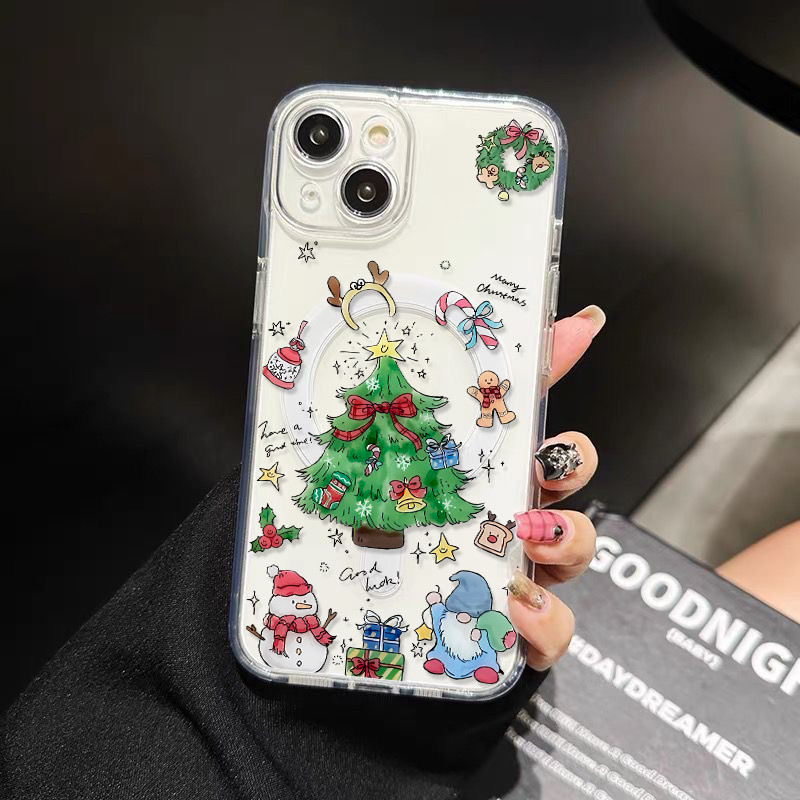 🦋GOOD🦋แม่เหล็ก เคสใสกันกระแทก เคสสําหรับไอโฟน 11 เคสชาร์ได้ สำหรับ IPhone 13 15 7Plus 14 12 11 Pro MAX 8 7 Plus 16 xsmax