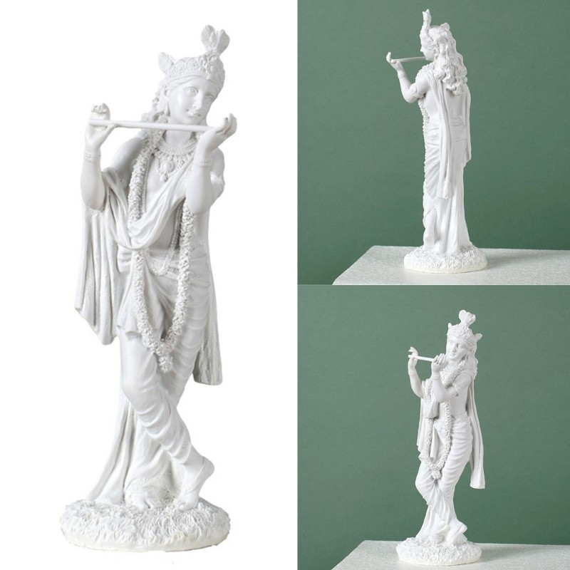 JJ* God of Love Krishna รูปปั้นเรซิ่น Meditating ตุ๊กตาสําหรับ Spiritual Home Decors