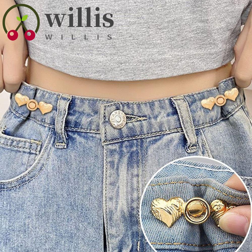 Willis คลิปหนีบเอว ปรับได้ โลหะผสม หลากสี เข็มกลัดกระดุม เรียบง่าย ปรับได้ DIY กางเกง