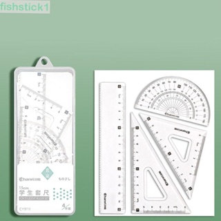 Fishstick1 ชุดไม้โปรแทรกเตอร์ ทรงสามเหลี่ยม แบบใส เรียบง่าย อเนกประสงค์ สําหรับวาดภาพ โรงเรียน