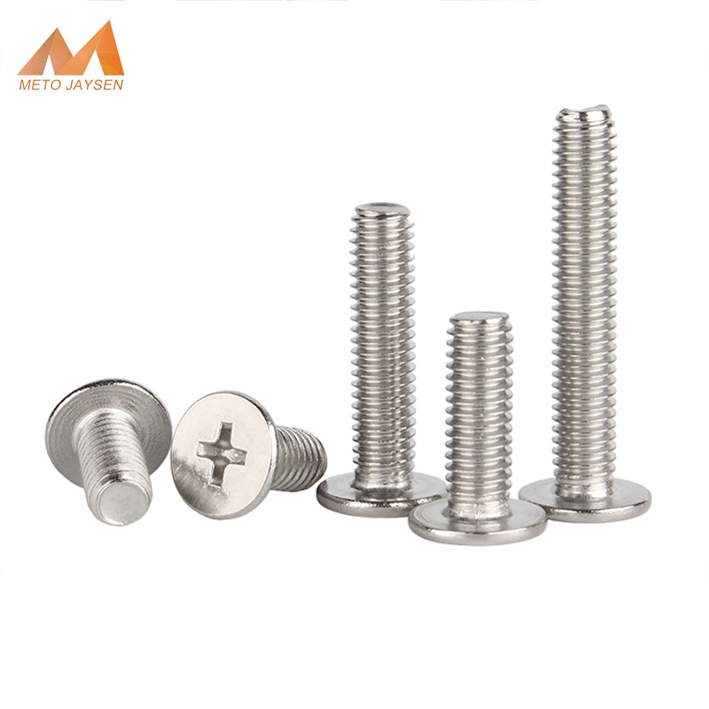 สกรูหัวแบน ชุบนิกเกิล M2 M2.5 M3 M4 ยาว 3 มม.-16 มม.