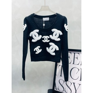❤️❤️【พร้อมส่ง】❤️❤️ Chane** ใหม่ เสื้อกันหนาวคาร์ดิแกน แขนยาว ผ้าถัก ปักลาย สําหรับผู้หญิง 2023
