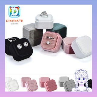Diachath กล่องเก็บเครื่องประดับ แหวนหมั้น ผ้ากํามะหยี่ ทรงสี่เหลี่ยมผืนผ้า พร้อมฝาปิด ถอดออกได้