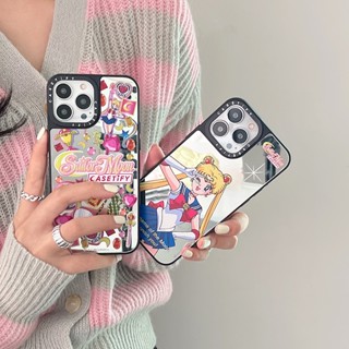 Casetify เคสโทรศัพท์มือถือ ซิลิโคน ลายการ์ตูนเซเลอร์มูนน่ารัก พร้อมกระจก สําหรับ case IPhone 11 12 Pro Max 13 Mini 14 Pro Max X Xr Xs 14 Plus 15 Pro Max เคสไอโฟน