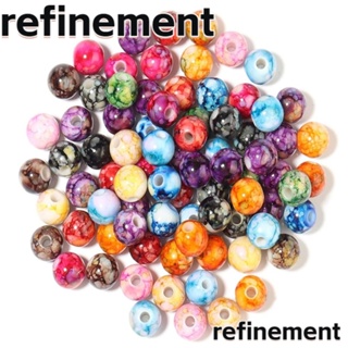 Refinement ลูกปัดอะคริลิค ทรงกลม หลากสี สําหรับทําเครื่องประดับ ของขวัญวันเกิด 200 ชิ้น