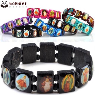 Wonder สร้อยข้อมือไม้ อวยพรพระเยซู สีดํา