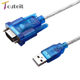 Tcuteit อะแดปเตอร์แปลงสายเคเบิ้ล USB เป็น RS232 COM DB9 75 ซม. สีฟ้า สําหรับ Win 7