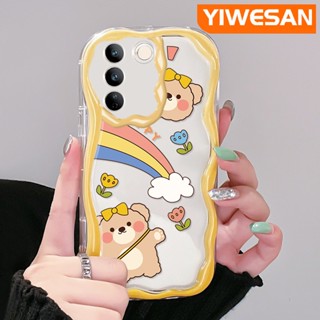 เคสโทรศัพท์มือถือ ซิลิโคนนิ่ม ใส กันกระแทก ลายการ์ตูนหมีแฮปปี้ สีครีม สําหรับ vivo V27 Pro 5G V27E 5G S16 Pro 5G S16E 5G