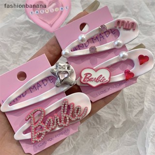 [fashionbanana] กิ๊บติดผมแฟชั่น รูปตุ๊กตาบาร์บี้ ประดับพลอยเทียม เครื่องประดับผม สําหรับผู้หญิง พร้อมส่ง