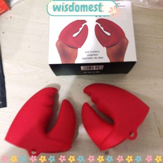 Wisdomest ถุงมือซิลิโคน ป้องกันการร้อน รูปทรงสร้างสรรค์ ก้ามปู ก้ามปู ก้ามปู คลิป ป้องกันการลวก ปฏิบัติ ซิลิโคน สีแดง ก้ามปู แคลมป์ ถุงมือ บ้าน