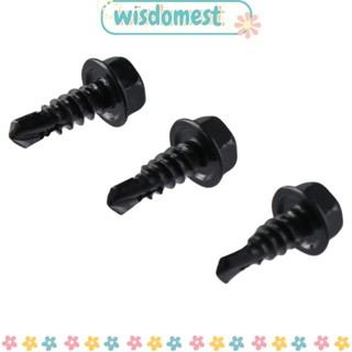 Wisdomest แผ่นสกรูโลหะ สเตนเลส 410 หัวหกเหลี่ยม สีดํา 100 ชิ้น