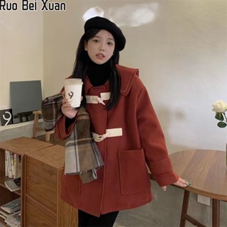 Ruo Bei Xuan เสื้อโค้ท ผ้าวูล สไตล์เกาหลี สําหรับผู้หญิง