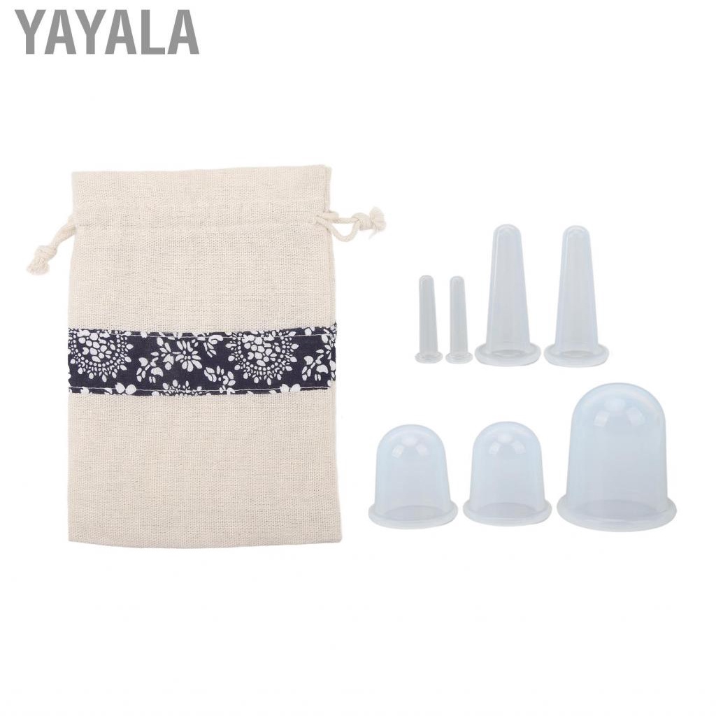Yayala 7pcs ซิลิโคน Cupping ใบหน้าชุดถ้วยดูดสูญญากาศโปร่งใส Face Body