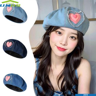 Uniis หมวกเบเร่ต์ หมวกผ้ายีน สไตล์ฝรั่งเศส ลําลอง สําหรับผู้หญิง เด็กผู้หญิง