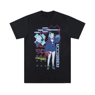 เสื้อยืดแขนสั้น คอกลม ผ้าฝ้าย 100% พิมพ์ลายอนิเมะ Cyberpunk 2077 Edge Walker David and Lucy สําหรับผู้ชาย