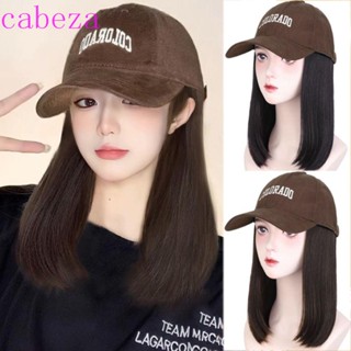 Cabeza หมวกเบสบอล วิกผมบ๊อบ ไร้รอยต่อ สไตล์เกาหลี กาแฟ หมวกเบสบอล น่ารัก ปรับได้ สังเคราะห์ ธรรมชาติ ยาวตรง ผมบ๊อบกลางแจ้ง