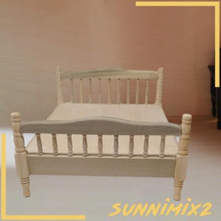 [Sunnimix2] โมเดลเตียงคู่ 1:12 สําหรับบ้านตุ๊กตา DIY