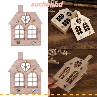 Suchenhd จี้ไม้ รูปบ้านไม้ Navidad 2023 สําหรับแขวนตกแต่งต้นคริสต์มาส DIY 20 ชิ้น