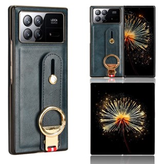 เคสโทรศัพท์มือถือหนัง กันกระแทก พร้อมแหวนคล้องข้อมือ สําหรับ Xiaomi Mix Fold 3