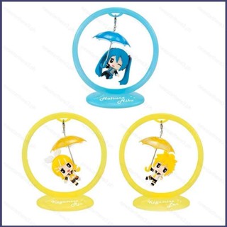 Ye โมเดลฟิกเกอร์ Hatsune Miku Kagamine Rin Len Umbrella Q Version ของเล่นสําหรับเด็ก เก็บสะสม 3 ชิ้น
