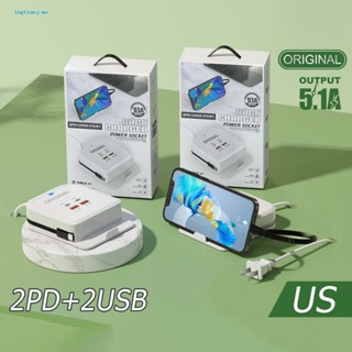 Ingtianj.mx Pd ที่ชาร์จ พร้อมพอร์ต Usb 2 พอร์ต ป้องกันไฟฟ้าลัดวงจร ชาร์จเร็ว หลายพอร์ต พร้อมขาตั้ง 2pd และ 2usb 5.1a