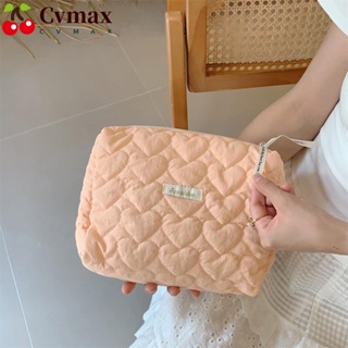 Cvmax กระเป๋าถือ กระเป๋าช้อปปิ้ง กระเป๋าเครื่องสําอาง มีซิป ขนาดใหญ่ จุของได้เยอะ ลายหัวใจ น้ําหนักเบา สีพื้น สําหรับผู้หญิง