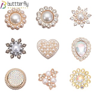 Buttterfly กิ๊บติดผม ประดับมุกคริสตัล รูปดอกไม้ สําหรับเย็บผ้า 10 ชิ้น