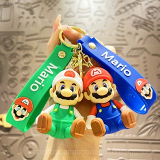 0830YWJJ Sitting Mario Cartoon Doll Schoolbag Pendant Doll Little Doll Keychain Car Key Chain Ornaments Animation  Comic  Garage Kit  MSPZ