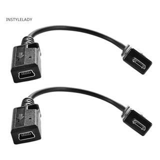 Instylelady 2 ชิ้น 5 Pin Micro USB ตัวผู้ เป็น Mini USB ตัวเมีย เชื่อมต่อ สายเคเบิล อะแดปเตอร์แปลง 2 ชิ้น