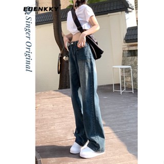 EOENKKY กางเกงขายาว กางเกงยีสน์ผู้หญิง ทรงหลวม ๆ ตรง Retro Hip Hop Pants 2023 NEW Style WNK2390T85 37Z230912