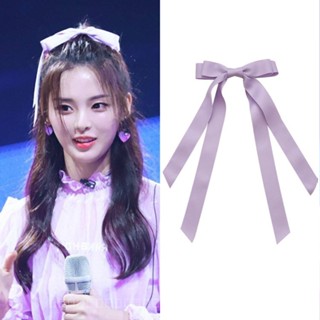 0912YWGM Celebrity Style Bow Cloth Hairpin Purple Lovely Fancy Mori Korean Super Fairy Hairpin Long Streamer Hair Accessories FQGZ