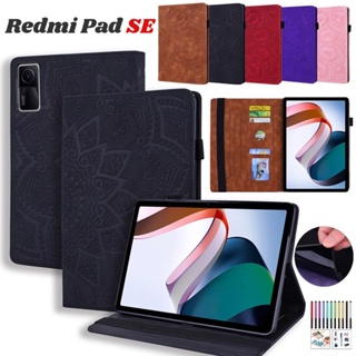 เคสหนัง ฝาพับแม่เหล็ก กันกระแทก พร้อมช่องใส่บัตร และขาตั้ง สําหรับ Xiaomi Redmi Pad SE 2023 11.0 นิ้ว