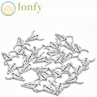 Lonfy จี้สเตนเลส รูปวัวน่ารัก สีเงิน สไตล์โบราณ พร้อมห่วง 0.55*0.55 นิ้ว สําหรับผู้หญิง 30 ชิ้น