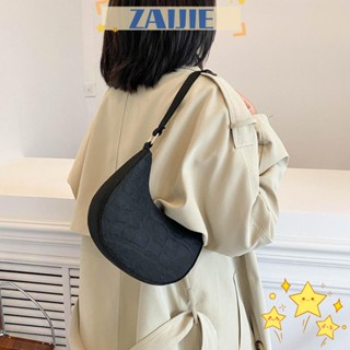 Zaijie24 กระเป๋าสะพายใต้วงแขน โซ่หนัง แฟชั่น
