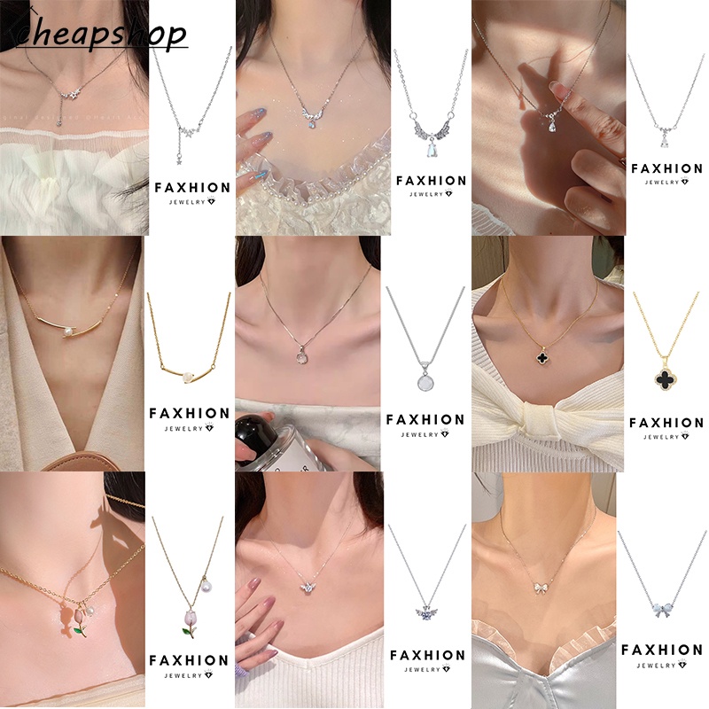 Ifyou สร้อยคอโชคเกอร์ จี้รูปผีเสื้อ หัวใจ ดอกทิวลิป ประดับมุก คริสตัล เพทาย สีทอง สีเงิน เครื่องประดับ สําหรับผู้หญิง