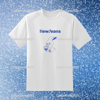 ขายร้อน NEW NewJeans Logo Rabbit Bunny Mascot Fandmade T-shirtT-shirt เสื้อยืดลำลอง