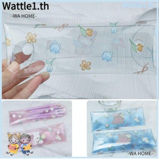 Wttle กระเป๋าดินสอ ใส่แปรงแต่งหน้า ขนาดเล็ก น่ารัก สีโปร่งใส สําหรับเดินทาง