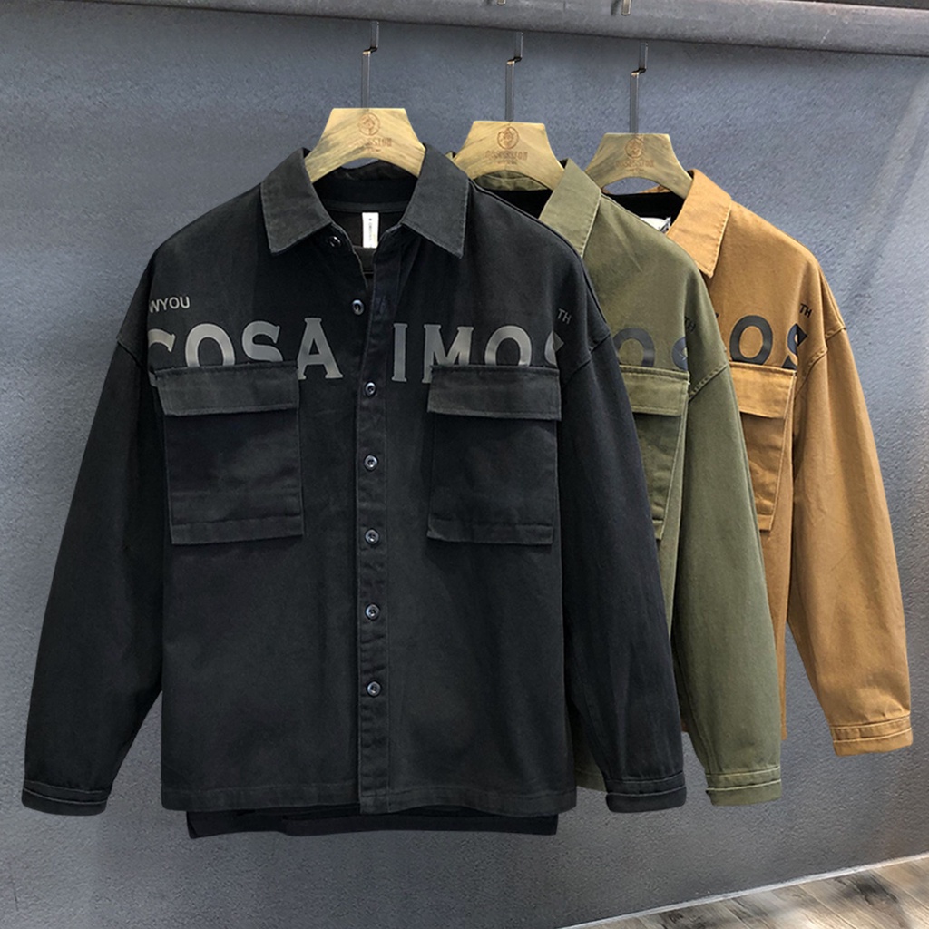 เสื้อเชิ้ตลําลอง ทรงหลวม สไตล์ญี่ปุ่น แฟชั่นฤดูใบไม้ผลิ และฤดูใบไม้ร่วง สําหรับผู้ชาย