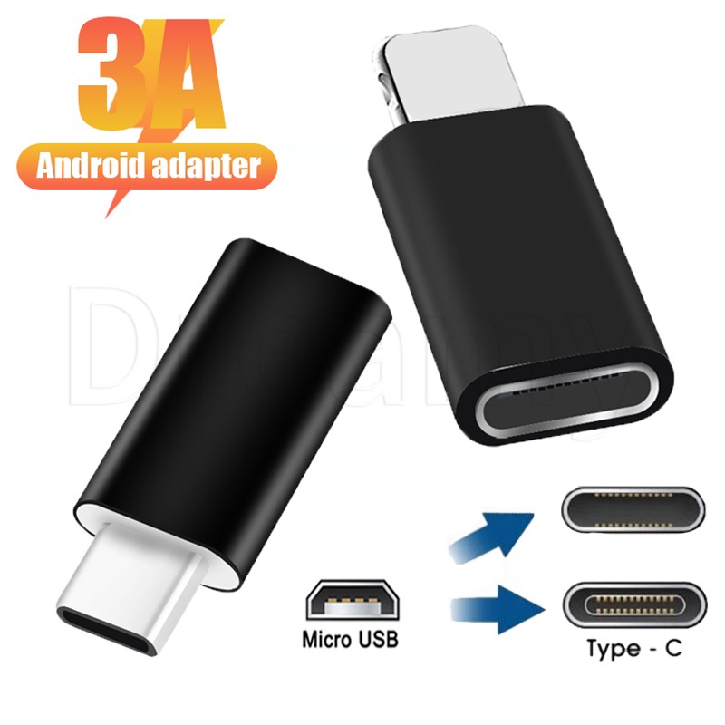 อะแดปเตอร์แปลง Micro USB เป็น Type C ขนาดเล็ก แบบพกพา สําหรับ IPhone 3A