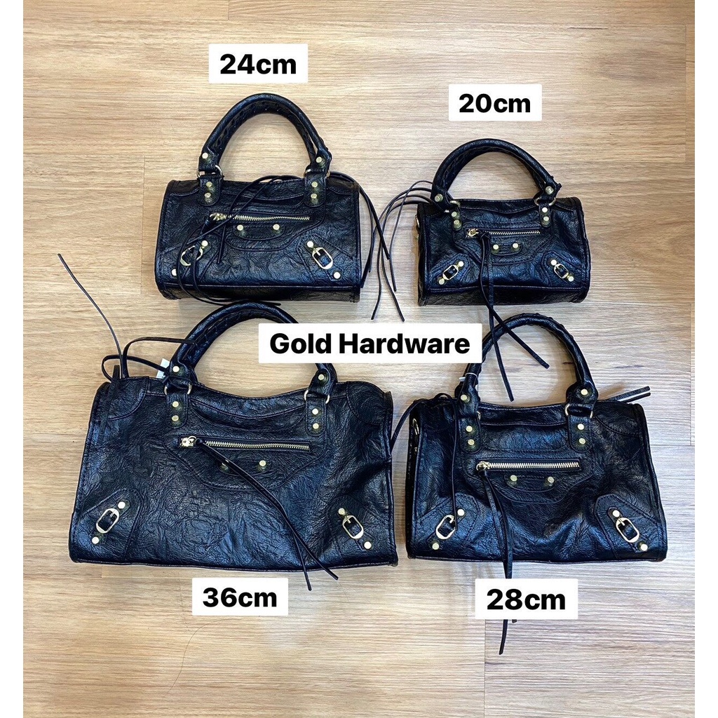 ส่งฟรี กระเป๋าถือ&สะพายข้าง PU Premium Leather 20&24&28&36 CM. (8",9",11",14") หนังพรีเมียม ประดับหมุดทอง สไตล์แบรนด์เนม