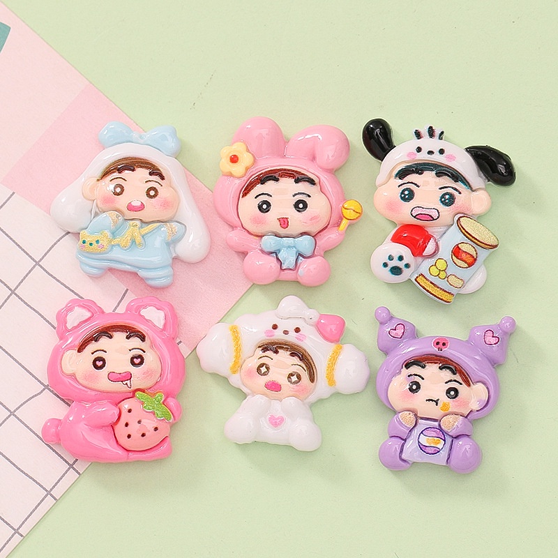 ครีมกาวการ์ตูน Cross-Dressing Boy ตกแต่งเรซิ่น DIY อุปกรณ์เสริมผม ตู้เย็น รองเท้า